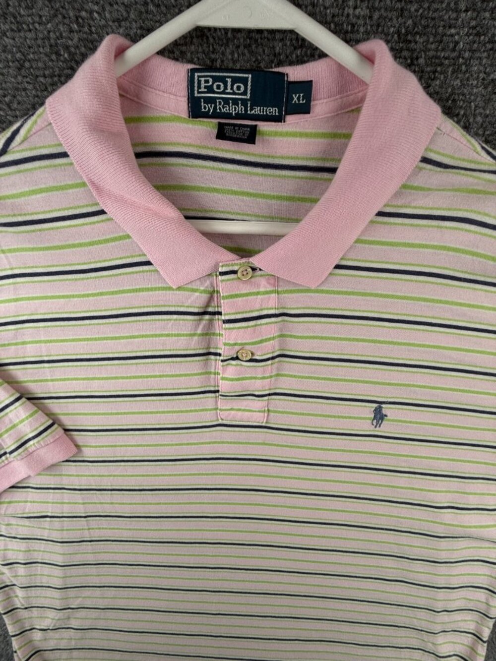 Polo Ralph Lauren Lightweight Striped Pink Green XL Polo Shirt Cotton Pony Logo